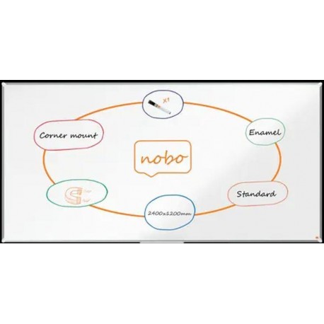 NOBO PIZARRA PREMIUM PLUS ACERO VITRIFICADO 2400X1200 MM BLANCO