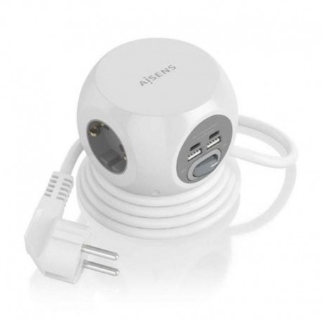AISENS REGLETA CON INTERRUPTOR 3 TOMAS ASPS-2A2C04-W BLANCO 2 USB Tipo-C/ 2 USB/ Cable 1.4m
