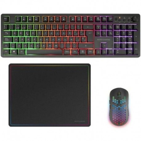 MARS GAMING TECLADO MCPWX + RATON OPTICO + ALFOMBRILLA NEGRO