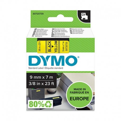 DYMO CINTA LAMINADA 40918 LM D1 9x7 NEGRO/AMARILLO 9mmx7m Negro/amarillo