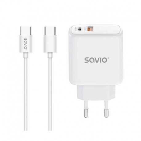 SAVIO CARGADOR PARED LA-10 30W BLANCO CON CABLE