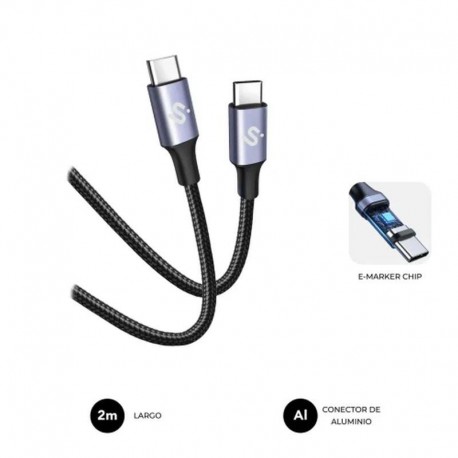 SUBBLIM CABLE USB-C MACHO A USB-C MACHO 100W 2M NEGRO