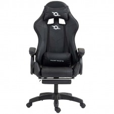 POWERGAMING SILLA GAMING CON REPOSAPIES NEGRO INCLUYE COJINES CERVICAL Y LUMBAR