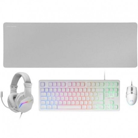 MARS GAMING TECLADO MCPRGB3WES + RATON OPTICO + ALFOMBRILLA XXL + AURICULARES / BLANCO