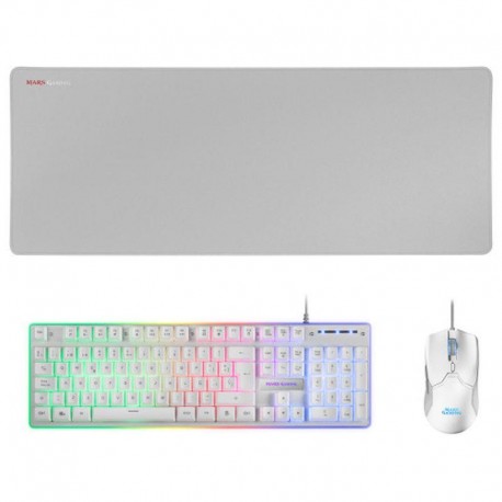 MARS GAMING PACK MCPXWES BLANCO TECLADO H-MECH/ RATON OPTICO/ ALFOMBRILLA - BLANCO
