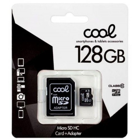 COOL TARJETA MEMORIA MICRO SD CON ADAPTADOR 128GB (CLASE 10)