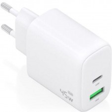 AISENS CARGADOR PARED GAN 1xUSB-C/ 1xUSB/ 45W/ A110-0971 BLANCO