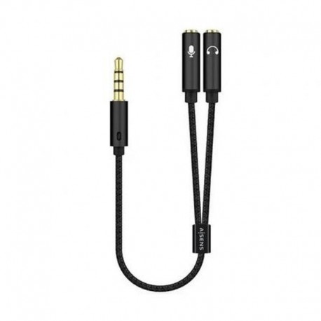 AISENS CABLE ESTEREO JACK 3.5 MACHO - 2X JACK 3.5 HEMBRA 25CM A128-0416 NEGRO