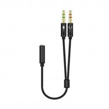 AISENS CABLE ESTEREO JACK 3.5 HEMBRA - 2X JACK 3.5 MACHO 25CM A128-0418 NEGRO