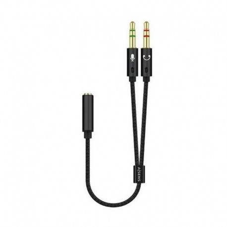 AISENS CABLE ESTEREO JACK 3.5 HEMBRA - 2X JACK 3.5 MACHO 25CM NEGRO