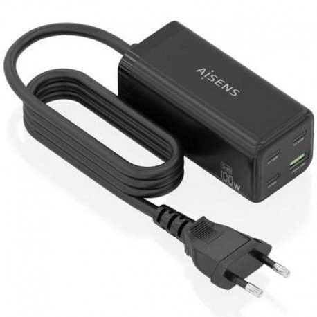 AISENS CARGADOR SOBREMESA GAN ASCH-100W4P054-BK 3xUSB-C 1xUSB 100W NEGRO
