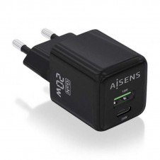 AISENS CARGADOR PARED GAN ASCH-20W2P011-BK/ 1xUSB Tipo-C/ 1xUSB/ 20W NEGRO