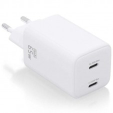 AISENS CARGADOR PARED GAN ASCH-65W2P039-W 2xUSB-C 65W BLANCO