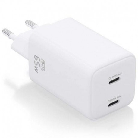 AISENS CARGADOR PARED GAN ASCH-65W2P039-W 2xUSB-C 65W BLANCO