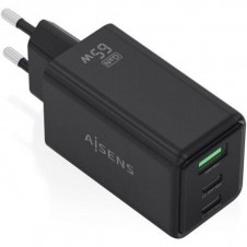AISENS CARGADOR PARED GAN ASCH-65W3P073-BK 2xUSB-C 1xUSB-A 65W NEGRO