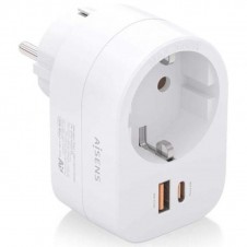 AISENS ENCHUFE ASPS-1A1C06-W / 1 TOMA DE CORRIENTE / USB-C / USB-A / BLANCO