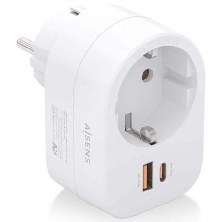 AISENS ENCHUFE ASPS-1A1C06-W / 1 TOMA DE CORRIENTE / USB-C / USB-A / BLANCO