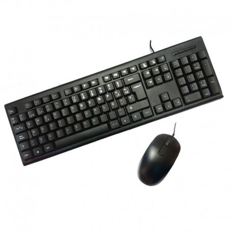 COOLBOX TECLADO Y RATON PCCASE CON CABLE PCC-KTR-001 NEGRO Resistente A Salpicaduras