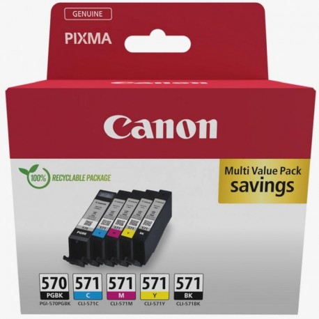 MULTIPACK DE CARTUCHOS DE TINTA PGI-570BK/CLI-571 BK/C/M/Y DE CANON