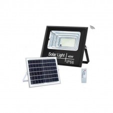 FOCO PROYECTOR LED SOLAR CON SENSOR DE MOVIMIENTO-CREPUSCULAR 40W IP66 PANEL POLICRISTALINO B. FRIO