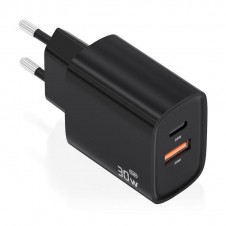 CARGADOR AISENS GAN 30W 1XUSB-C PD3.0 QC4.0 1XUSB-A QC3.0 A110-0953 NEGRO