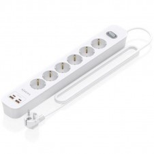 AISENS REGLETA 6 TOMAS DE CORRIENTE BLANCO 6 TOMAS DE CORRIENTE/2 USB - 2 USB TIPO-C/CABLE 1.4M/
