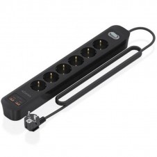 AISENS REGLETA 6 TOMAS DE CORRIENTE NEGRO 6 TOMAS DE CORRIENTE/2 USB - 2 USB TIPO-C/CABLE 1.4M/