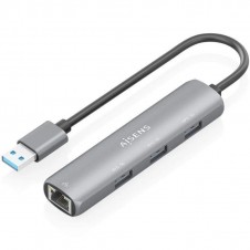 AISENS HUB USB + RED GIGABIT GRIS 3 PUERTOS USB / 1 PUERTO RJ45