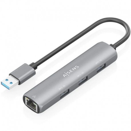 AISENS HUB USB + RED GIGABIT GRIS 3 PUERTOS USB / 1 PUERTO RJ45