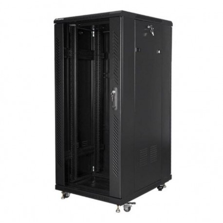 LANBERG ARMARIO 19\" 27U 600X800 FLAT PACK NEGRO CON PUERTA DE CRISTAL