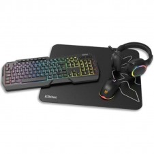 KROM KENTA PACK GAMING TECLADO RGB + RATON + ALFOMBRILLA + AURICULARES NEGRO