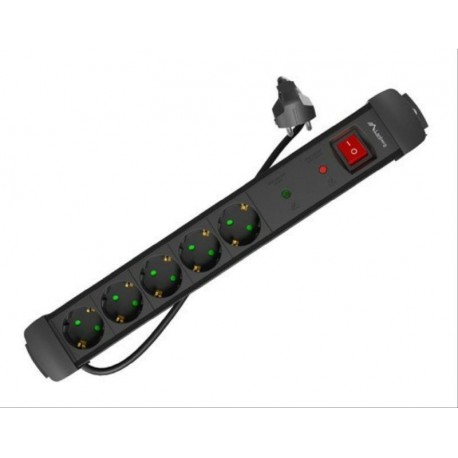 LANBERG REGLETA SP1 5 TOMAS SCHUKO PROTECCION HASTA 2500W NEGRA 3M
