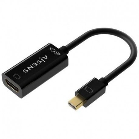 AISENS CABLE CONVERSOR A125-0643 MINI DISPLAYPORT MACHO - HDMI HEMBRA/ HASTA 5W/ 2300MBPS/ 15CM/ NEGRO