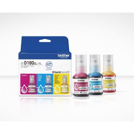 BROTHER BOTE TINTA BTD180CLVAL CIAN / MAGENTA / AMARILLO Nº D180