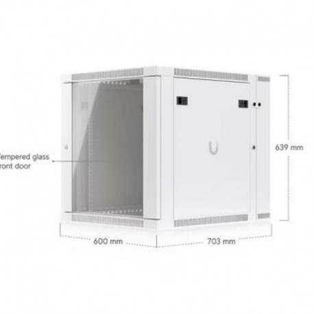 UBIQUITI ARMARIO RACK 12U CON PUERTA ABATIBLE CON CRISTAL FRONTAL BLANCO