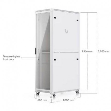 UBIQUITI ARMARIO RACK 42U 1000MM PUERTA FRONTAL CON CRISTAL TEMPLADO BLANCO