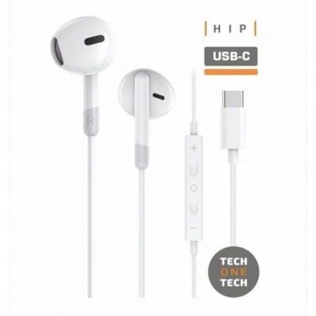 TECH ONE TECH AURICULARES INTRAUDITIVOS EARTECH TEC1301/ CON MICRÓFONO/ USB TIPO-C/ BLANCOS