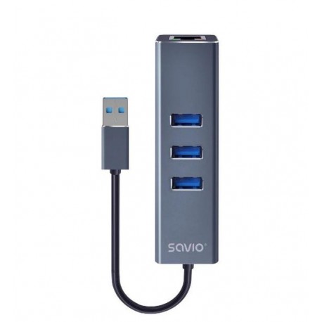 SAVIO DOCKING USB-A 3 PUERTOS USB 3.0 CON ADAPTADOR DE RJ45 AK-58