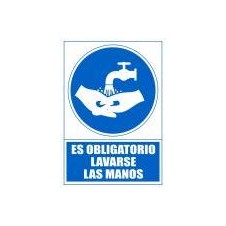 ARCHIVO 2000 SEÑAL OBLIGATORIO LAVARSE LAS MANOS 210X297 PVC AZUL Y BLANCO