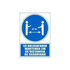 ARCHIVO 2000 SEÑAL OBLIGATORIO MANTENER LA DISTANCIA DE SEGURIDAD 2M 210X297 PVC AZUL Y BLANCO