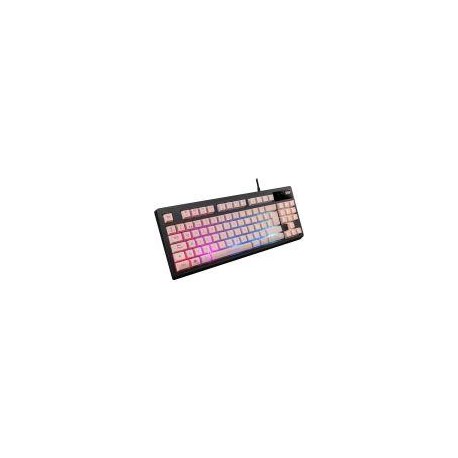 MARS GAMING TECLADO GAMING H-MECANICO COMPACTO TKL MKAXPES BOTONES COLOR PINK ESTRUCTURA BLACK BOTON ROLLER TECNOLOGIA H-MECH R