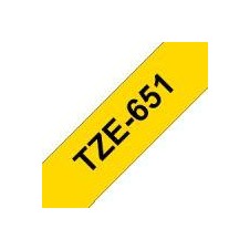 BROTHER CINTA LAMINADA TZE651 24MM TEXTO NEGRO SOBRE FONDO AMARILLO ANCHO 24MM LOGITUD 8M